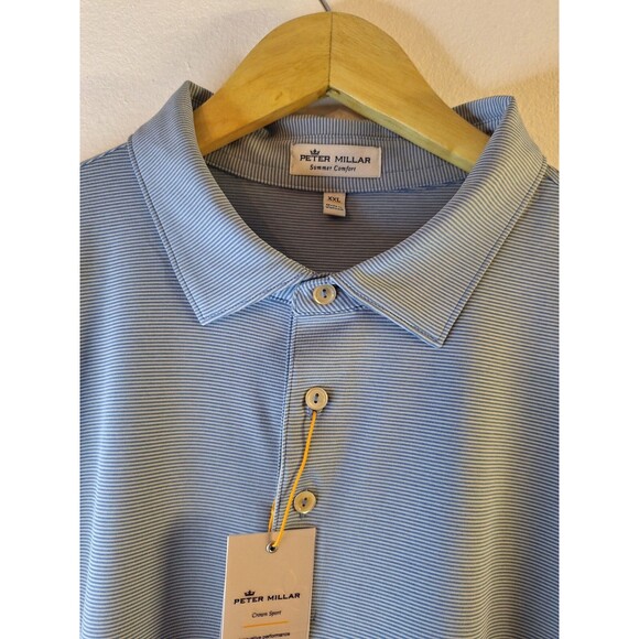 Peter Millar Blue Striped Polo Shirt - Picture 4 of 8
